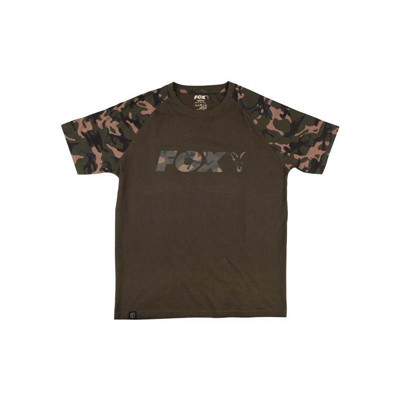 Marškinėliai Fox Raglan Khaki / Camo sleeve T