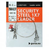 L-2024-025 Plieniai pavadėliai Gurza Steel 1x7 0.24mm 25cm 7kg